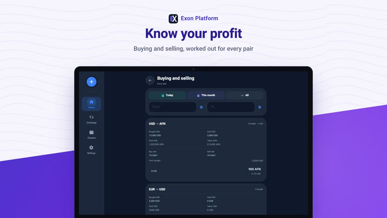 Exon Platform on Windows: know your profit
